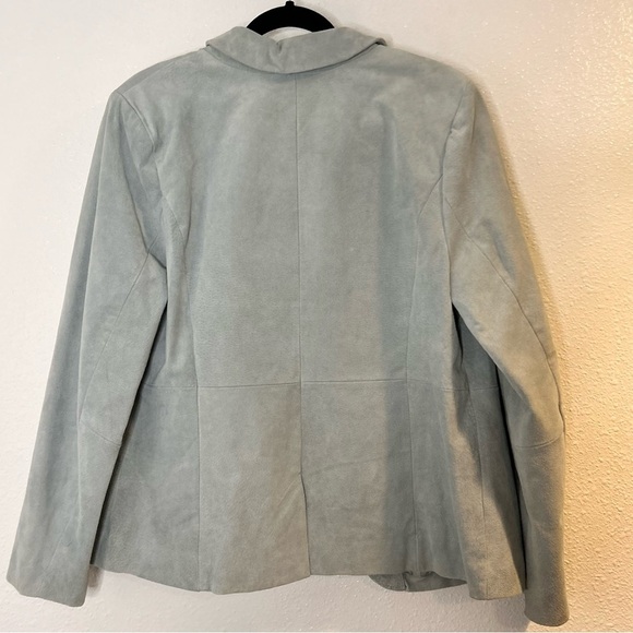 Isaac Mizrahi Leather Light Blue Blazer Size 14 - Picture 4 of 7